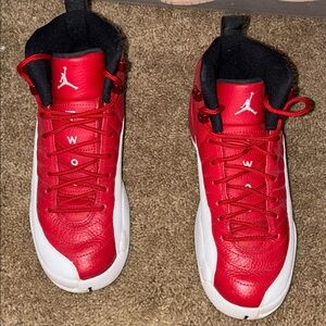 Jordan Red and White Leather High-Top Sneakers